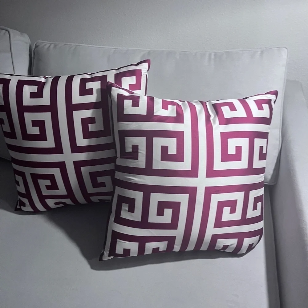 Red Stripped Decorative  Throw Pillows  Set of 2
